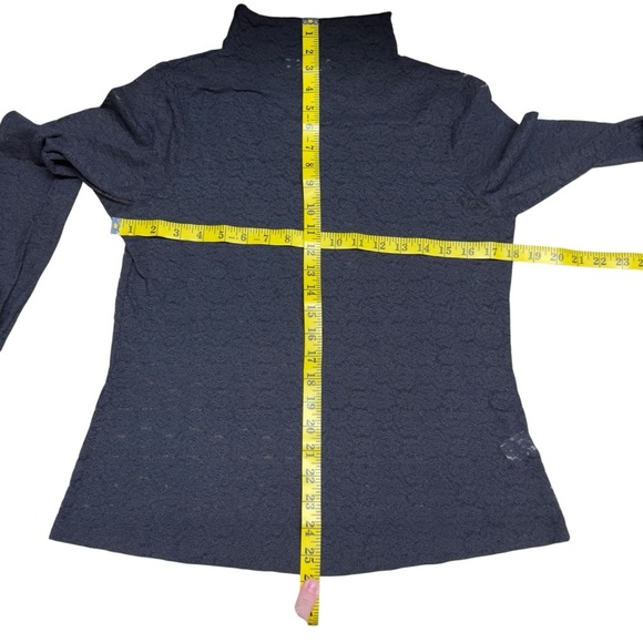 April Cornell Amelie Mock Turtleneck T-Shirt Floral Lace Black Sheer Size Medium - Picture 13 of 14